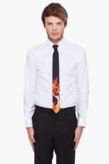Alexander McQueen silk fire print tie for men  