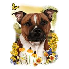 PIT BULL flowers fabric panel & paws fabric panel  