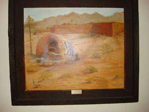 VINTAGE OIL PAINTING NATIVE THE BREAD BAKING DAYS 1978  