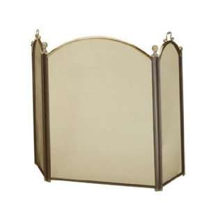  Antique Brass Plated and Black 33 Inch Fireplace Screen: 