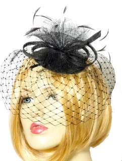 Black pill box net Hat Fascinator Hat Headpiece wedding  
