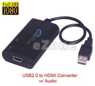 USB 2.0 to HDMI Converter Adapter with Audio   Support 1080p Full HD 
