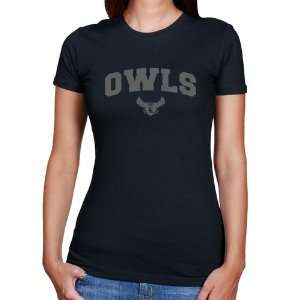  Rice Owls Ladies Navy Blue Logo Arch T shirt: Sports 