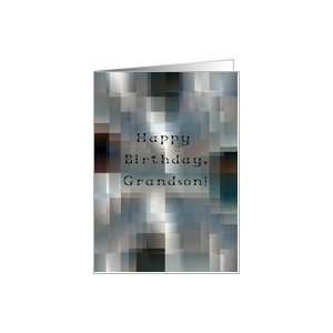  Grandson, Happy Birthday Shades of Black and White Card 