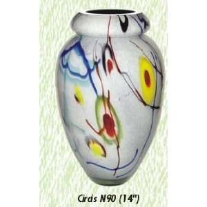    White Circus Vase Hand Blown Modern Glass Vase: Home & Kitchen