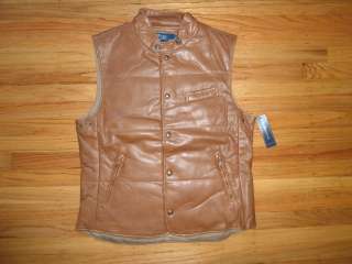 New Ralph Lauren Polo Tan Brown Genuine Leather Vest M  