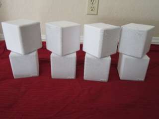 NEW (4) Dual Cube Speakers.Home Theater Rear White Surround Sound w 