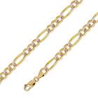 IceNGold 14K Solid Yellow 2 Two Tone Gold Figaro Chain Necklace 7mm 