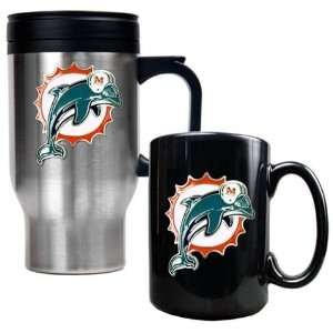  Miami Dolphins Coffee Cup & Travel Mug Gift Set Sports 