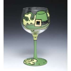 Get Lucky St.Pats Wine Glass by AliceArt 