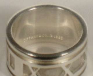TIFFANY & CO Sterling WIDE ATLAS Ring   Tiffany Pouch    