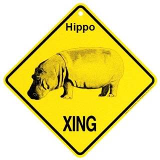 Hippo Xing caution Crossing Sign wildlife Gift by KC Creations