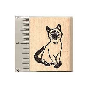  Cute Siamese Cat Rubber Stamp   Wood Mounted Arts, Crafts 