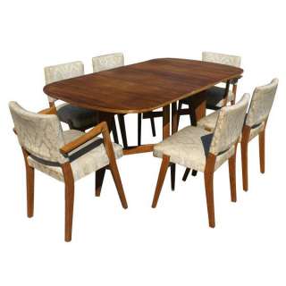 Scandinavian Dining Set (6) Chairs Drop Leaf Table  