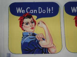 fabric panel, ROSIE THE RIVETER 6 fabric designs 8x8 use for 