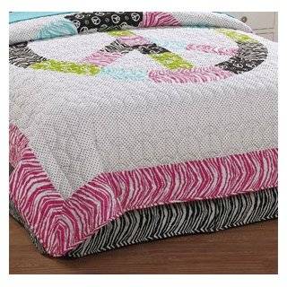 Bedding by Pem America Peace Sign Full / Queen Comforter With 2 Shams 