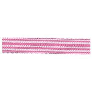  3/8 May Arts Grosgrain Ribbon Ivory Stripes in Hot Pink 