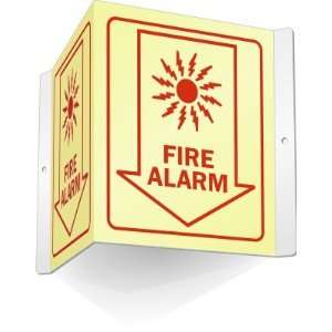  Fire Alarm (with graphic) Glow Alumm Projg Sign, 5 x 6 