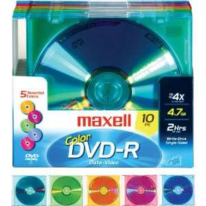 Maxell MXL DVD R/COLOR/10 4X Color Write once DVD R 