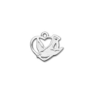  Sterling Silver Heart with Bird Charm Arts, Crafts 