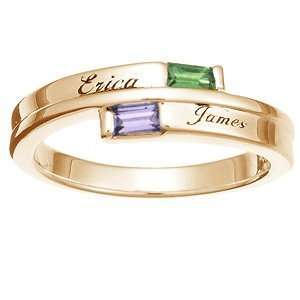  Couples Name & Baguette Birthstone Ring Jewelry