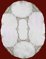 Battenburg Lace White 68x84 OVAL Fabric Tablecloth FREE S&H  