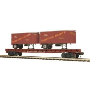  O Flat w/2 Pup Trailers, PRR Toys & Games