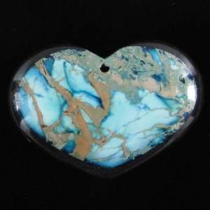  50mm blue variscite intarsia heart pendant bead: Home 