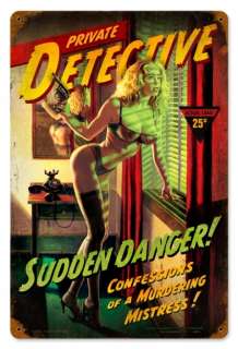 Private Detective sexy pin up girl vintaged metal sign  