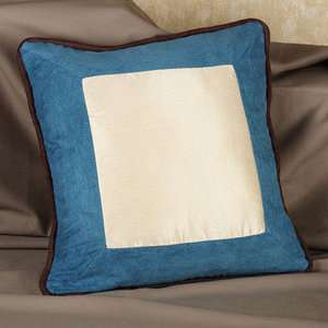Faux Suede Blue Brown Ivory Toss Throw Accent Pillow  