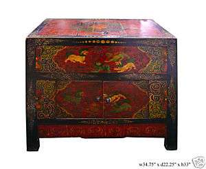 Vintage Tibetan FuDog Trunk Table TV Stand Cabinet s420  