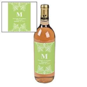 Lime Green Personalized Monogram Wine Bottle Labels   Tableware 