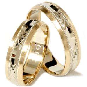 HIS HERS MATCHING YELLOW GOLD WEDDING BANDS RINGS SET  