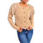 Verty SHORT TAUPE LADIES SWEATER WITH FAUX FUR SHOULDERS (CL02008)