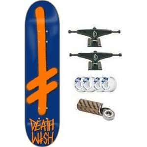  Deathwish Skateboard Gang Logo   8.25 Navy/Orange w/Mini Logo 