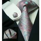 The Dapper Tie Mens Paisley Multi color 100% Silk Tie Set # 19E