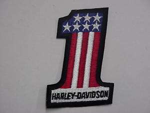 Vintage Harley #1 Red, White and Blue Patch,2 3/4x4 1/4  