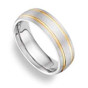  Two Tone Wedding Bands in 14K Gold 6.00mm Shiny Jewelry
