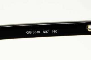 GUCCI GG 3518 807 S.53 RX GLASSES BLACK PLASTIC EYEGLASSES AUTHENTIC 