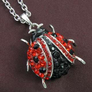 Ladybug Red Rhinestone Necklace Pendant Designer Charm  
