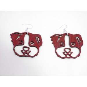 Cherry Red Guinea Pig Face Wooden Earrings: GTJ: Jewelry