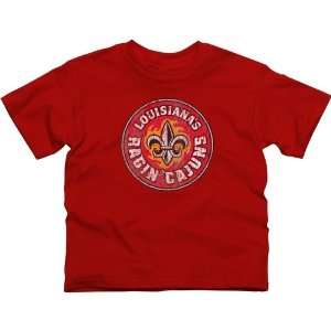   Lafayette Ragin Cajuns Youth Distressed Primary T Shirt   Red Sports