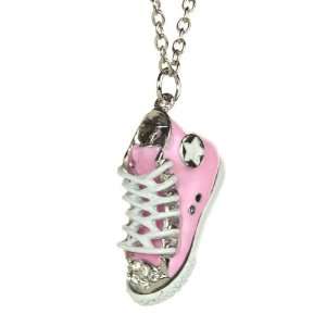    Silvertone Pink Crystal Star Gym Shoe Fashion Necklace: Jewelry