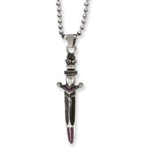  Ed Hardy Heart Dagger 24in Necklace/Stainless Steel 