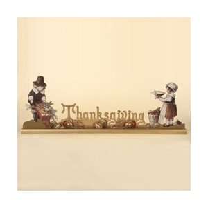   Give Thanks Wooden Pilgrim Thanksgiving Table Piece