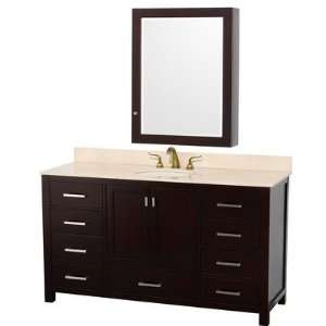   60 Single Bathroom Vanity Set Vanity Top/Sink: White Carrera Marble