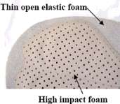 Thin open elastic foam has ventilation