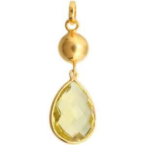 Faceted Lemon Topaz Pear Shaped Gold Plated Pendant   Sterling Silver