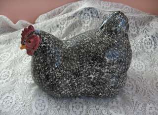 Vintage Ceramic Barred Rock Black White Hen Chicken Figurine Statue 