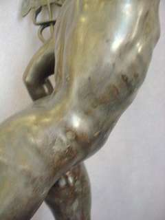 Antique mercurio bronze statue on a wood base # as/3259  